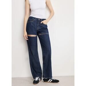 Good American Jeans Womens 18 Plus Blue Good 90s Relaxed Straight Denim Mid Rise